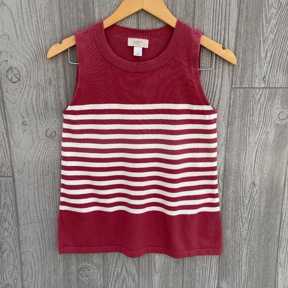 LOFT Outlet Sleeveless Striped Sweater - Picture 1 of 7